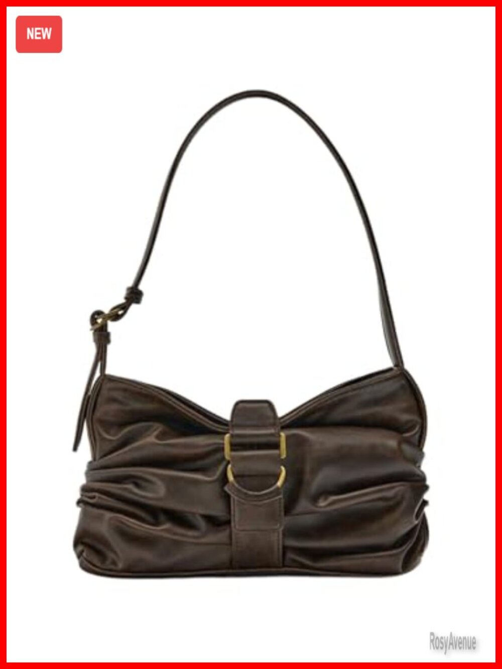 Y2K Faux Leather Ruched Hobo Shoulder Bag Punk Vintage Handbag